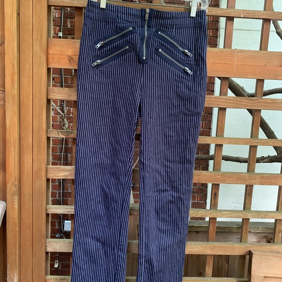 Urban Outfitter navy pinstripe pants with zippers - Picture 2 of 3